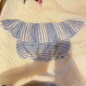 Forever 21 blue tribal off the shoulder top